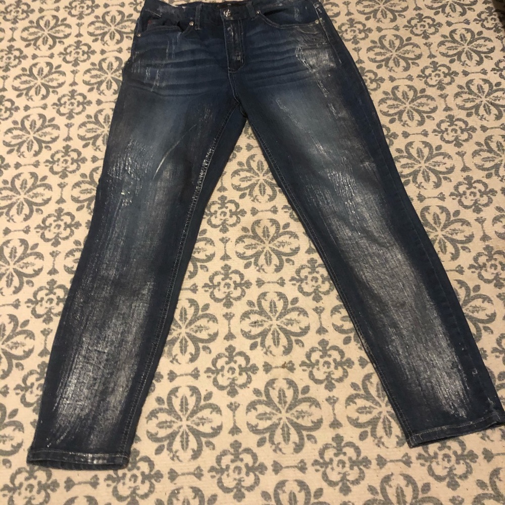 Seven 7 painted silver jeans size10 (G 0186)